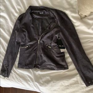 Mo-Ka gray suede motorcycle jacket